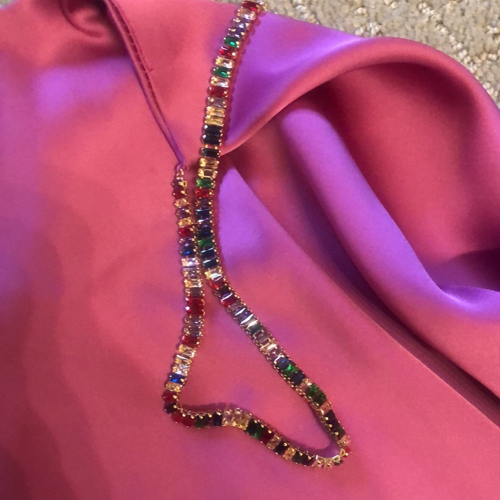 NWT House of Harlow 1960 Pink Satin Rhinestone Strap Draped Tank Camisole - Picture 5 of 9